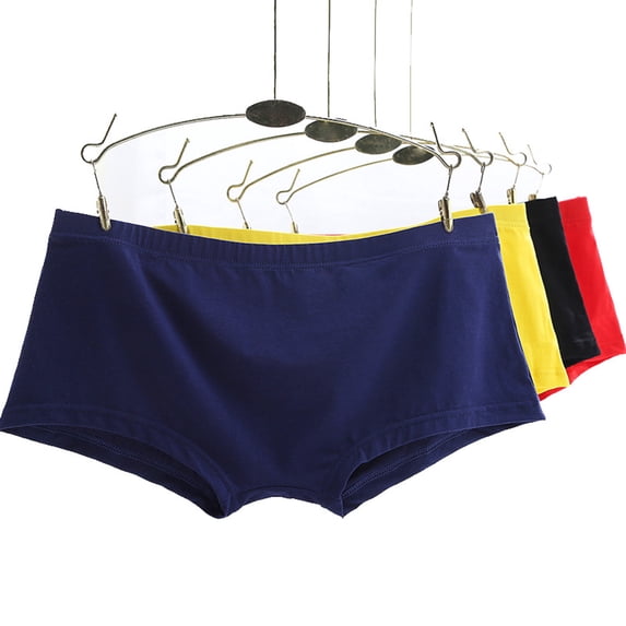 Joernso Men Boxer Underwear Solid Color Breathable Elastic Boxer Briefs U-Convex Flat-Angle Design Panties Home Wear