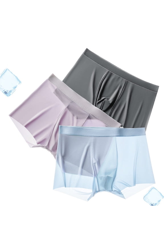 Men Boxers Elastic Mid Waist Solid Color Seamless Ice Silk Soft Breathable U Convex Quick Dry Moisture-wicking Firm Stitching Men Underpants Underwear