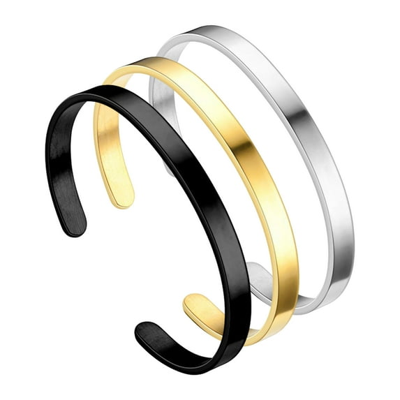 Joernso Men Bracelet Smooth Adjustable Stainless Steel Solid Color Women Bangle Adult Decoration