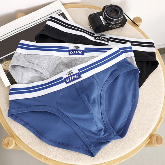 Joernso Men Briefs Mid-rise Elastic Waistband Breathable Color Matching Slim Fit Underwear with 3D Pouch Design Daily Wear