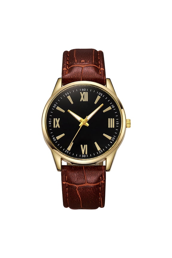 Men Business Watch Round Dial Faux Leather Strap Quartz Movement Teens Adults Formal Dress Wristwatch Fashion Jewelry Accessory