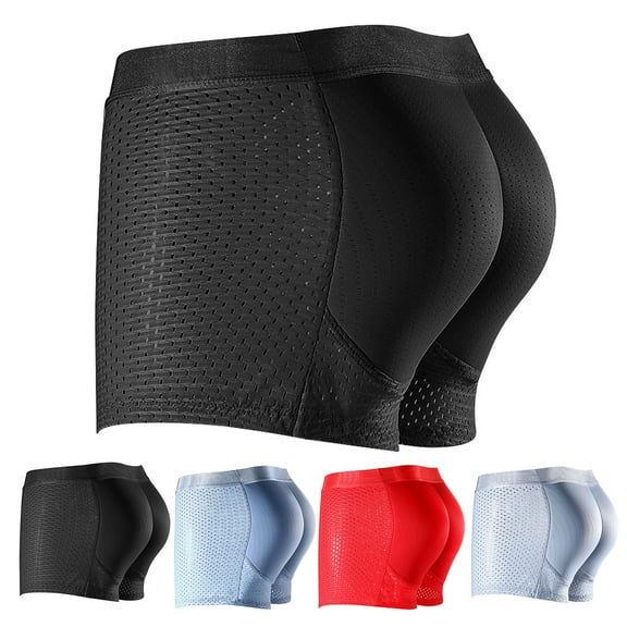 Joernso Men Butt Lift Boxer Briefs Solid Color Fake Butt Shorts Padded Hip Buttock Enhancer Breathable Mesh Underwear