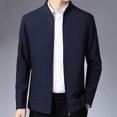 thumbnail image 1 of Joernso Men Jacket Lapel Long Sleeve Zipper Placket Middle-aged Coat with Side Pockets Solid Color Casual Jacket Outwear, 1 of 8