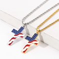 thumbnail image 1 of Joernso Men Necklace Polished American National Flag Print All Match Faith Colorful Cross Shape Men Pendant for Gift, 1 of 8