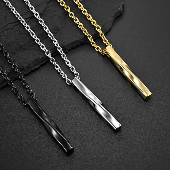 Joernso Men Necklace Rectangle Spiral Jewelry Hip Hop Style Male Pendant for Daily Wear