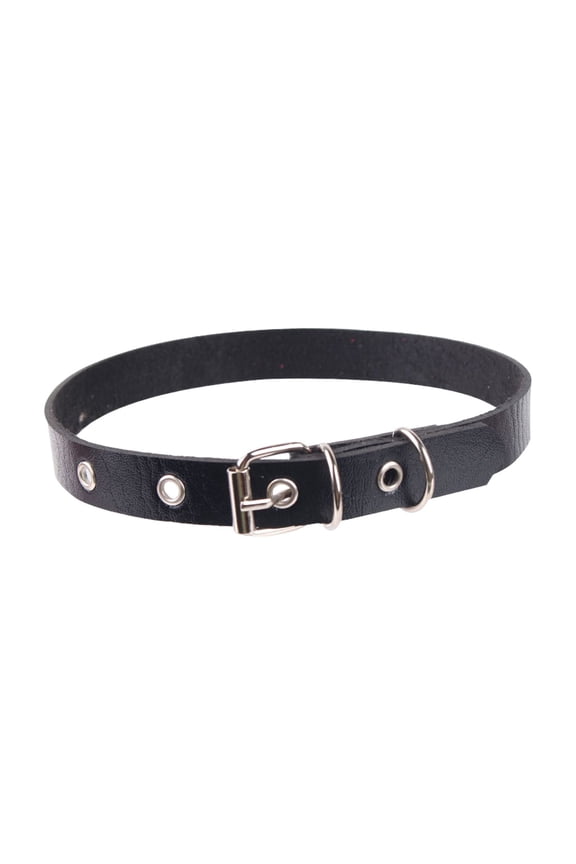 Men Necklace Vintage Punk Style Adjustable Faux Leather Solid Color Bukle Pin Neck Belt Party Club Choker Adult Jewelry
