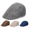 thumbnail image 1 of Joernso Men Retro Advanced Hat Solid Color Casual Portable Breathable Sun Protection Anti-UV Literary Newsboy Hat Forward Cap Beret, 1 of 8