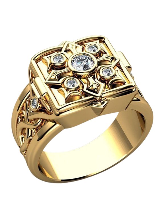 Men Ring Box Shape with Lid Jewelry Geometric Flip Flop Finger Ring Birthday Gifts