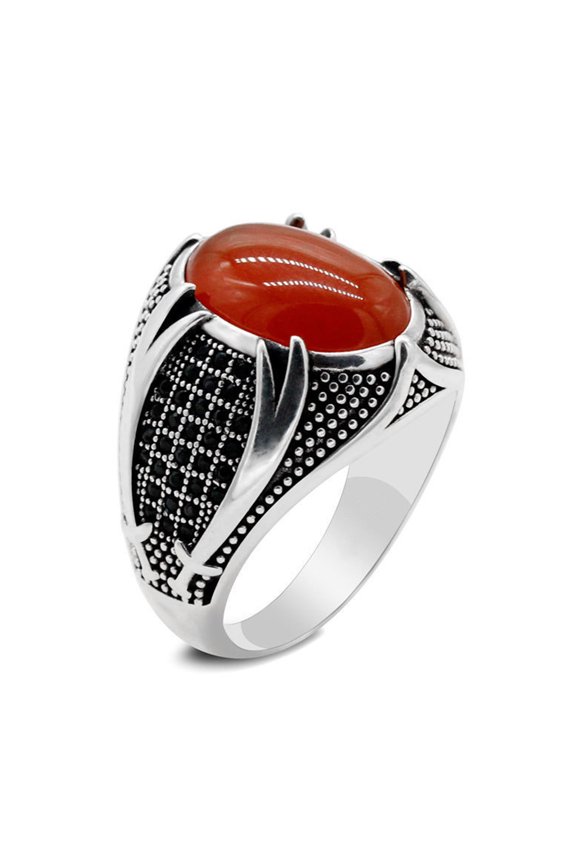 Men Ring Retro Rhinestone Inlaid Alloy Men Vintage Double Swords Finger Ring Jewelry for Party
