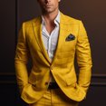 thumbnail image 1 of Joernso Men Suit Coat Formal Business Style Slim Fit Plaid Print Long Sleeve Single Button Closure Mid Length Straight Cardigan Work Office Coat, 1 of 7