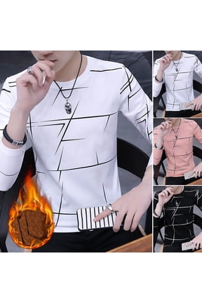 Men T-shirt Long Sleeves Round Neck Pullover Soft Young Style Warm Comfortable Crew Neck Casual Spring Tops for Daily Wear