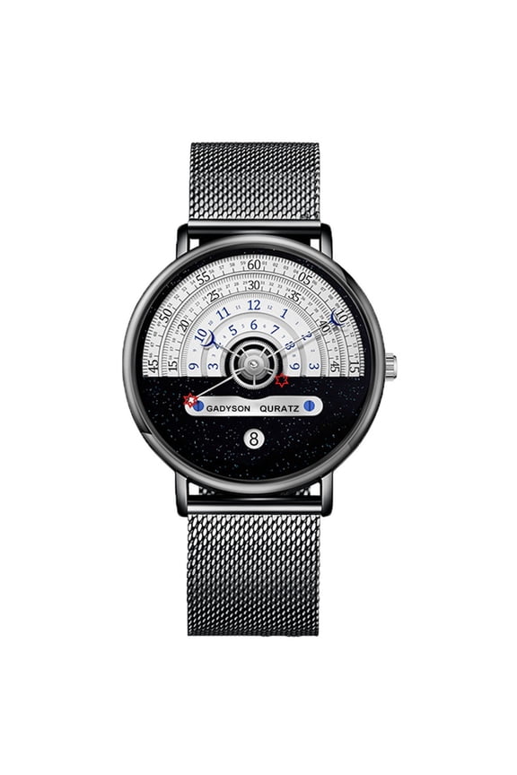 Men Watch Color Matching Half Roulette Date Diaplay Waterproof Clear Print Legible High Accuracy Quartz Movement Quartz Wristwatch