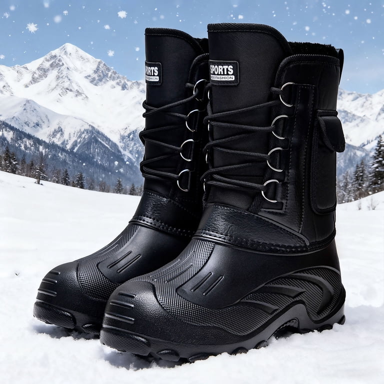 Winter Snow Boots for Men - Waterproof Faux Leather, Fur Lined, Anti Slip, Amazon.com | LETCLOCOM Men main image 4