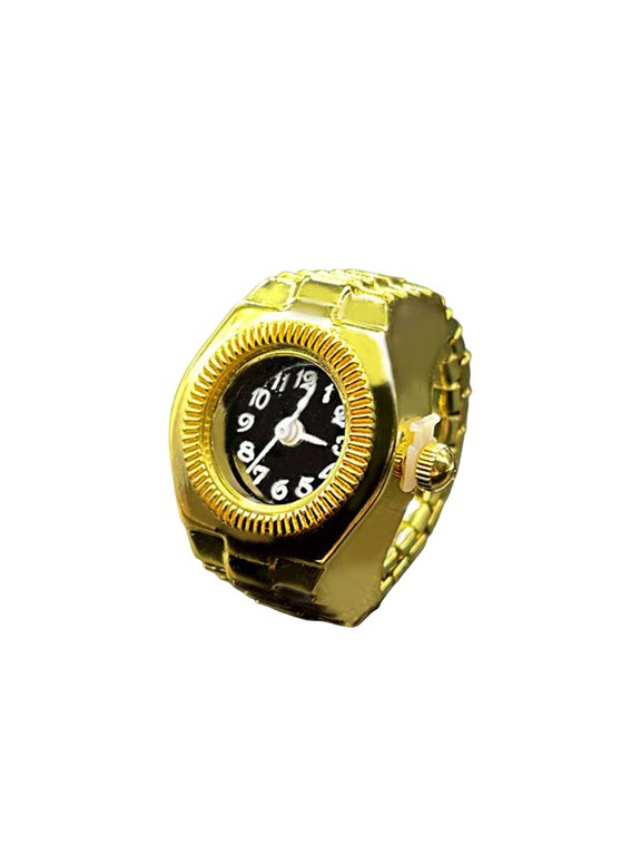 Men Women Ring Watch Elastic Stainless Steel Band Round Square Dial Men Women Couple Watch Finger Ring Birthday Gift Fashion Accessories