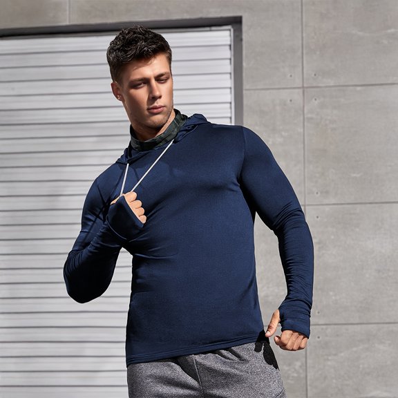 Joernso Men's Hoodie with Face Cushion Compression Long Sleeve Base Layer Quick Dry Winter Ski Running Undershirt