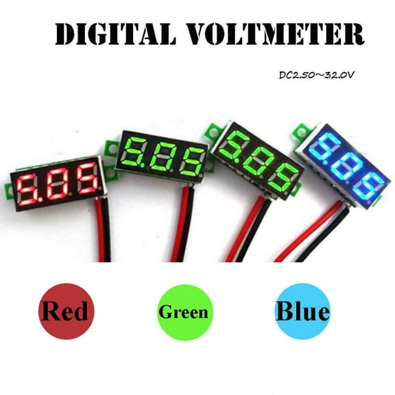 Joernso Mini DC 2.5-30V LED 3-Digital Display 2 Wires Voltmeter Panel Volt Voltage Meter