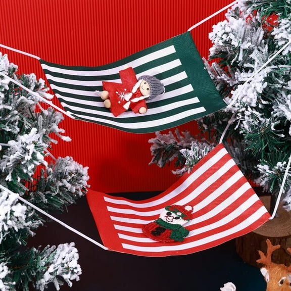 Joernso Mini Dollhouse Hammock White Striped Miniature Fabric Hammock Dollhouse Accessories for Kids Imaginative Play