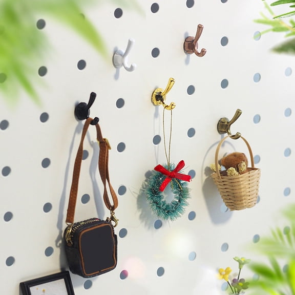 Joernso Mini Hook Smooth Surface Pretend Play Alloy 1/12 Dollhouse Coat Hook Rack Cabinet Accessories Background Prop