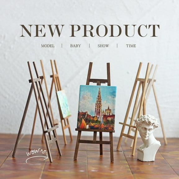 Joernso Miniature Easel Stand Solid Wood Realistic DIY Crafts Kids Gifts Toys Studio Furniture 1:12 Dollhouse Scene Ornament Mini Artist Painting Display Easel Dollhouse Accessories