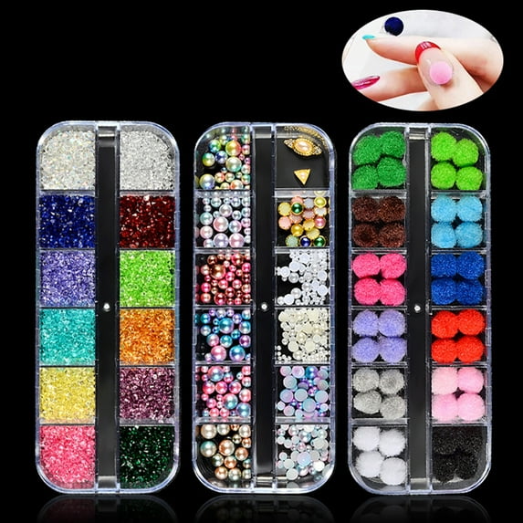 Joernso Mixed Nail Art Tips DIY Rhinestone Decor Rivet Round Ball Beauty Manicure Tool