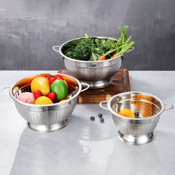 Joernso Multipurpose Drain Basket Wear Resistant Stainless Steel Easy Grip Kitchen Washing Strainer Bowl for Fruit