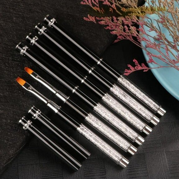 Joernso Nail Liner Brush Handheld Ergonomics Handle Ultra Thin Glitter Brush Powder Nylon Gradient Pen Nail Art Brush for Manicure