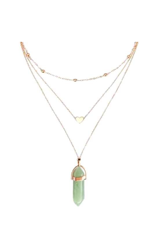 Necklace Hexagonal Rhomboid Faux Crystal 3 Layers Women Heart Beads All Match Choker for Wedding
