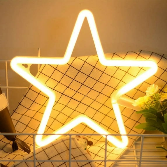 Joernso Neon Lamp Romantic USB/Battery Powered Wall Decoration Creative Star Shape LED Light for Party