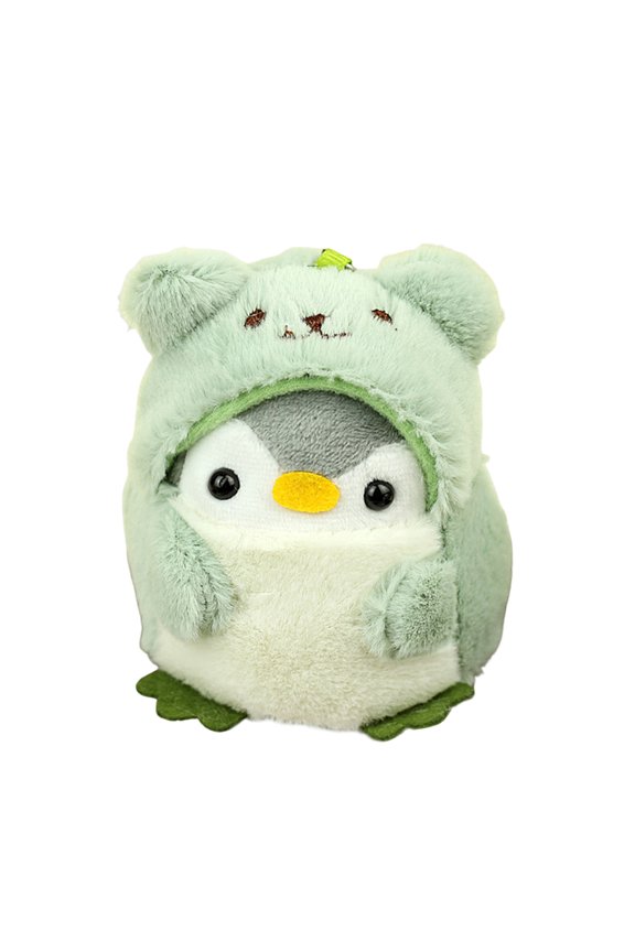 Penguin Doll Pendant Soft Plush Stuff Toy Cartoon Animal Stainless Chain Keychain School Bag Shoulder Bag Decoration Pendant Keyring Key Holder