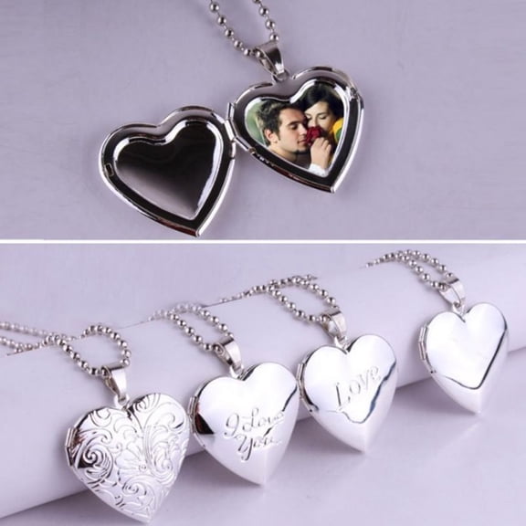 Joernso Photo Necklace Smooth Romantic Love Memorial Locket Necklace for Anniversary