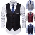thumbnail image 1 of Joernso Pockets Removable White Strips Suit Vest Classic Solid Color Men Business Waistcoat Workwear, 1 of 8