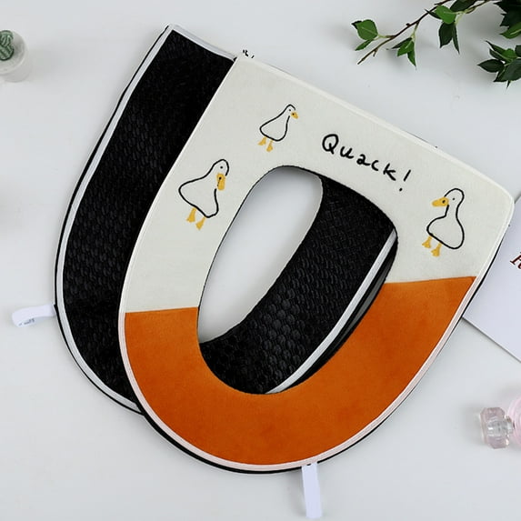 Joernso Polyester Adorable Duck Pattern Toilet Cushion Full Cover Elastic Toilet Cover for Home