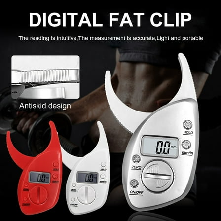 Joernso Portable Digital Display LCD Body Fat Caliper Skin Fold Monitor Analyzer Clip