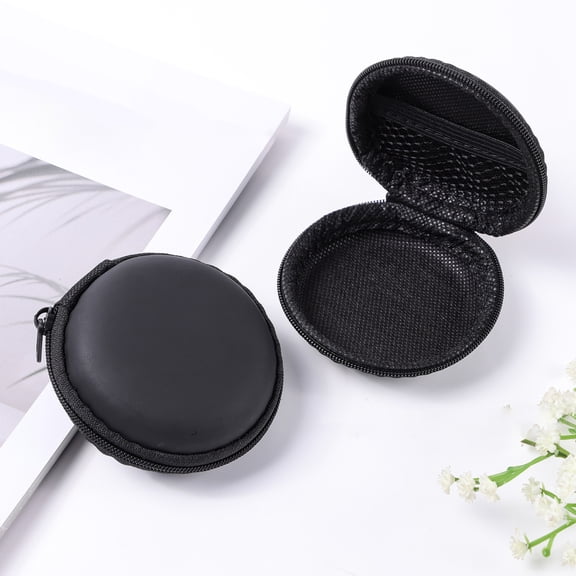 Joernso Portable Earphone Storage Case with Zipper Ear Bud Storage Box Headset Headphone Case Mini Data Cable Storage Pouch Outdoor Travel Earphone Accessories