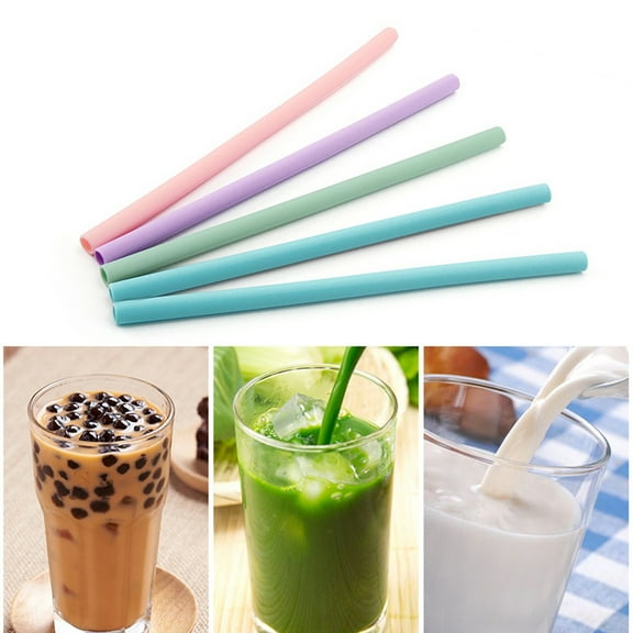 Joernso Portable Juice Beverage Reusable Travel Straight Silicone Drinking Straw Pipe