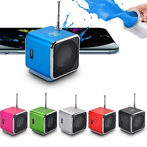 Joernso Portable Rechargeable TF Mini USB LED Speaker Music FM Radio Stereo
