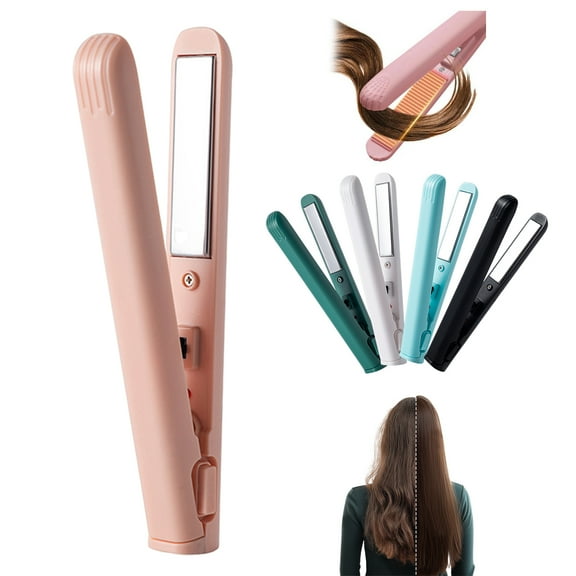 Joernso Portable USB Hair Straightener Fast Heating Electric Curling Iron Straight Curly Hair Bangs Mini Curling Wand Travel Women Hair Styling Tool