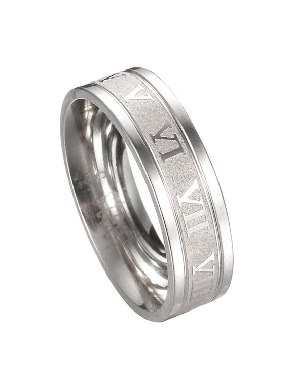 Punk Ring Creative Unisex Titanium Steel Roman Numerals Ring for Party Gift Daily Life