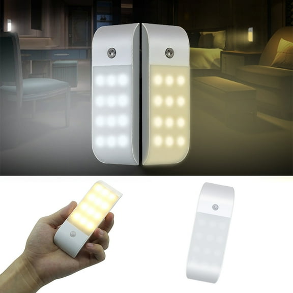 Joernso Rechargeable USB 12 LED PIR Motion Sensor Induction Night Light Cabinet Lamp
