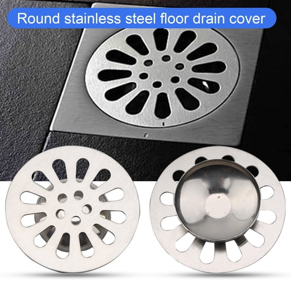 Joernso Reusable Drain Cover Easy Installation Stainless Steel Deodorization Round Hair Strainer for Daily Use