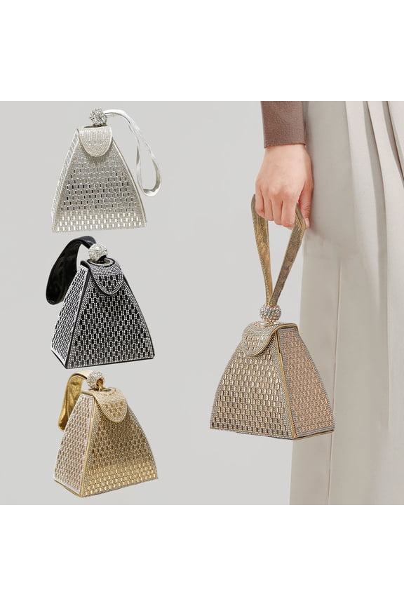 Rhinestone Bag Triangle Shape Bling Wallet Organizer Celebrity Bridal Clutch Bag for Wedding Party Prom Lady Purse