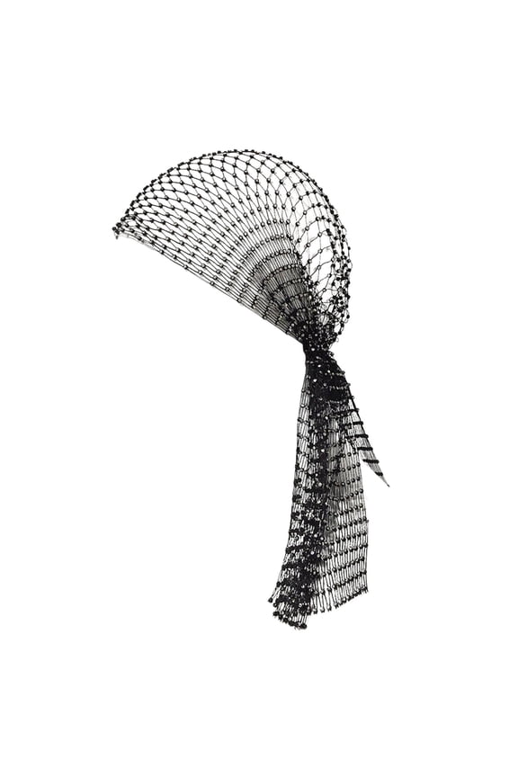 Rhinestone Hat Elastic Snood Scarf Cap Mesh Hollow Out Fishnet Pirate Hat Prom Ball Masquerade Cosplay Headband