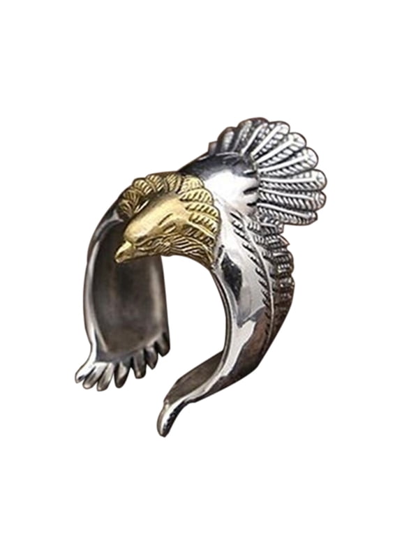 Ring Vintage Eagle Shape Silver Plated Men Fashion Ring for Daily Wear