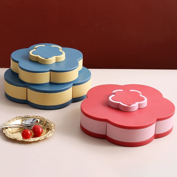 Joernso Rotating Divided Snack Tray Stylish Candy and Nut Storage Box for Home and Parties Flower-shaped Organizer with Phone Holder for Home Kitchen Picnic