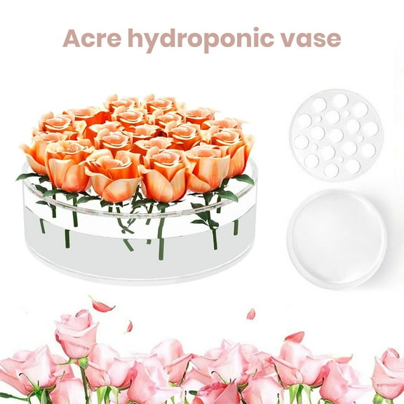 Joernso Round Clear Acrylic Flower Vase Multi-holes Wedding Party Dining Table Centerpiece Decoration Hydroponic Floral Holder Transparent Container