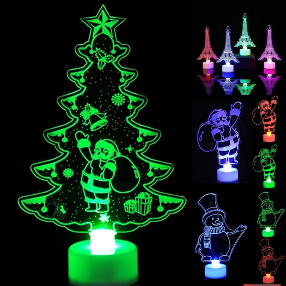 Joernso Santa E-iffel Towers Colorful LED Acrylic Plate Light Table Lamp Christmas Decor