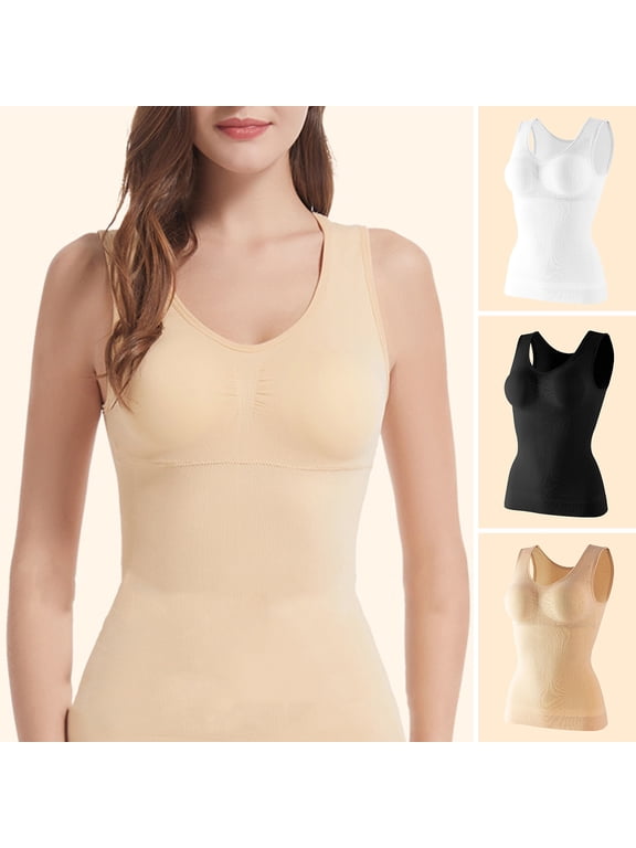 Seamless Body Shaper Bra Tank Top Women Tummy Control Removable Pad Wide Shoulder Strap Underwear Slimming Vest Corset Shapewear