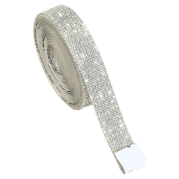 Joernso Self-adhesive Faux Crystal Tape Rhinestones Needlework Hot Fix Chain Sticker Ribbon DIY Crafts Gift Wrapping Package Party Decoration Supplies Ribbon