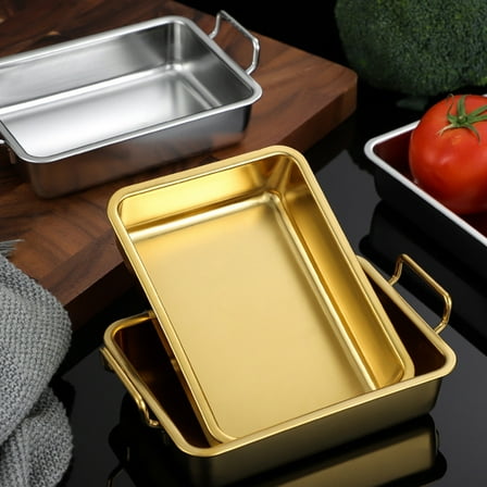 Joernso Serving Trays Non-stick Multifunctional Stainless Steel Rectangle Metal Tray for Kitchen