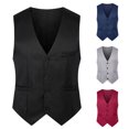 thumbnail image 1 of Joernso Simple Solid Color Men Suit Vest Slim Fit V-neck Sleeveless Single Breasted Leisure Party Bar Banquet Dress Waistcoat Workwear, 1 of 8